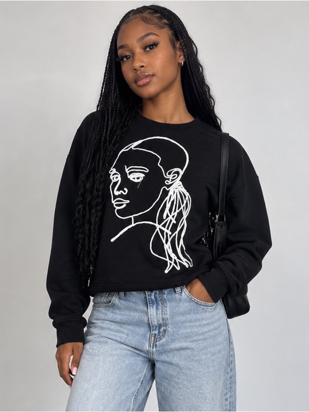 Black Sweater with White Line Portrait